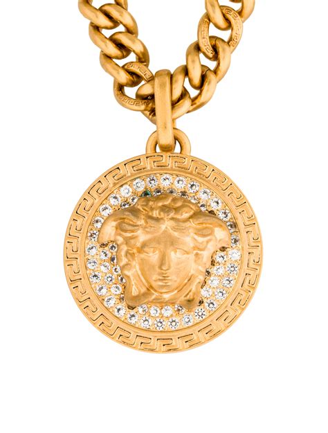 versace medallion necklace|Versace medusa necklace with tag.